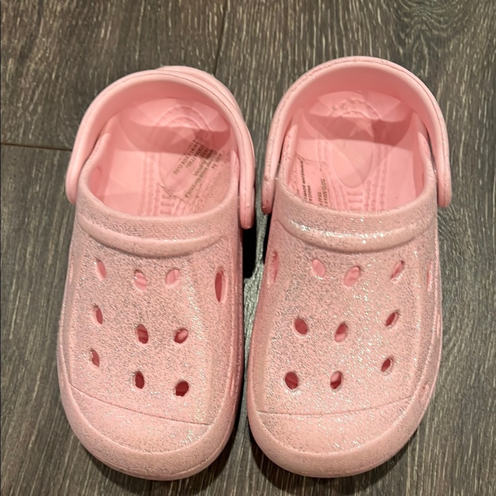 Kids Pink Glitter Clogs